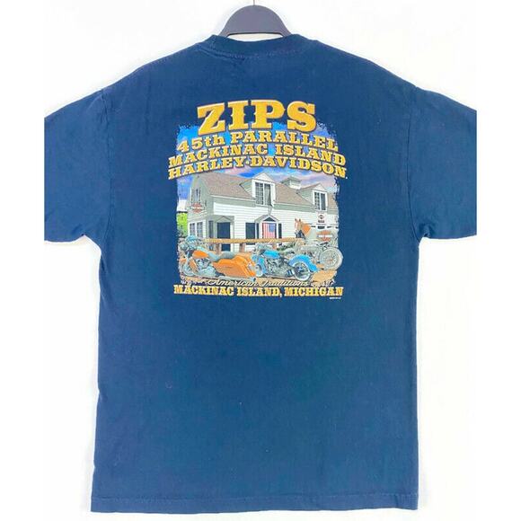 Harley Davidson Zips 45th Parallel Mackinac Island T-Shirt Men's Size Large - Picture 7 of 9